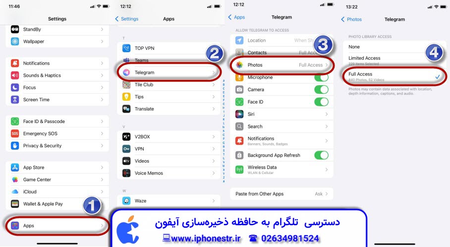 دسترسی تلگرام به حافظه آیفون | آیفون استار
