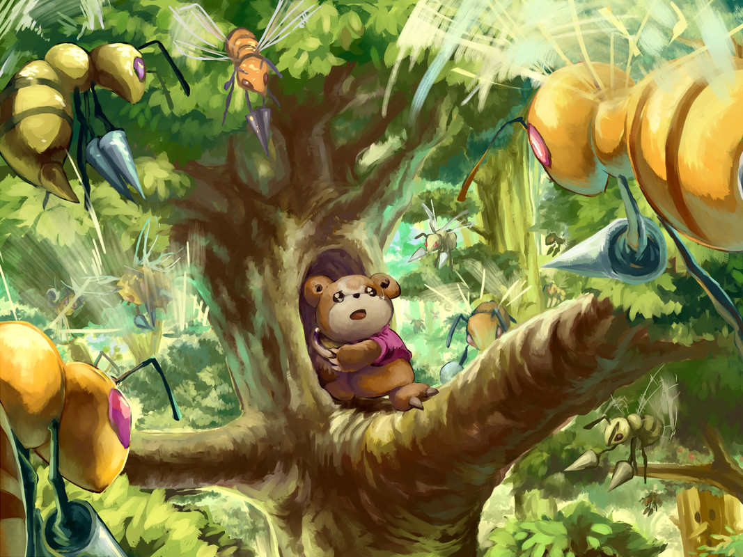 beedrill-teddiursa-pooh-and-whispy-woods