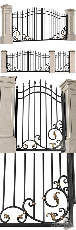 Forged gates in a classic style.DUAL Entrance Driveway Fence Iron Gate set