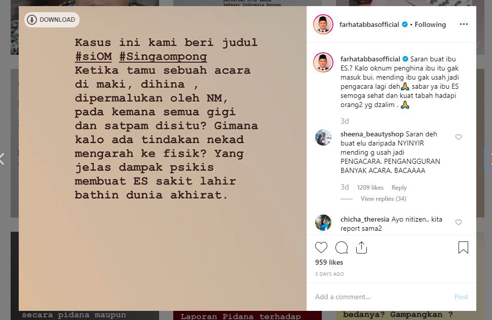 Farhat Abbas menyebut Elza Syarief sakit lahir batin