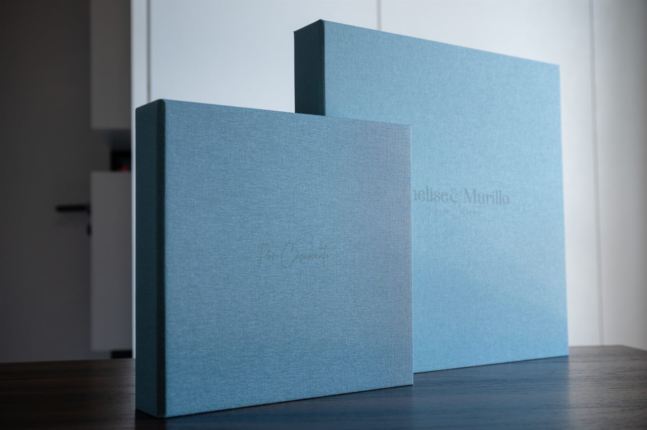 Caixas de álbum em linho com gravação personalizada