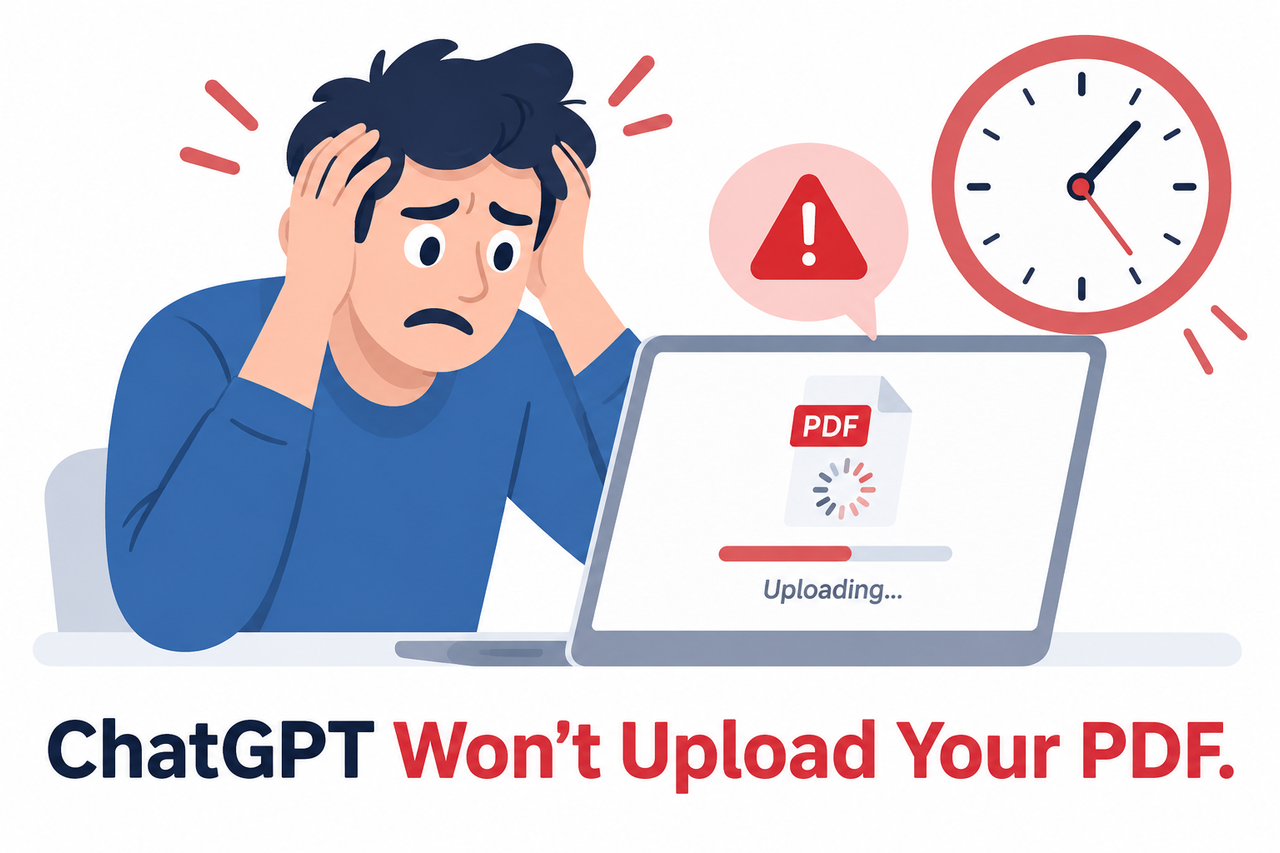 ChatGPT Won't Upload Your PDF Diagnostic Checklist error screen