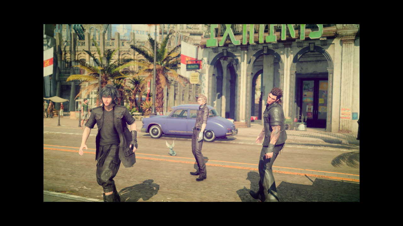 gladio gets a neck cramp while we stand in the street