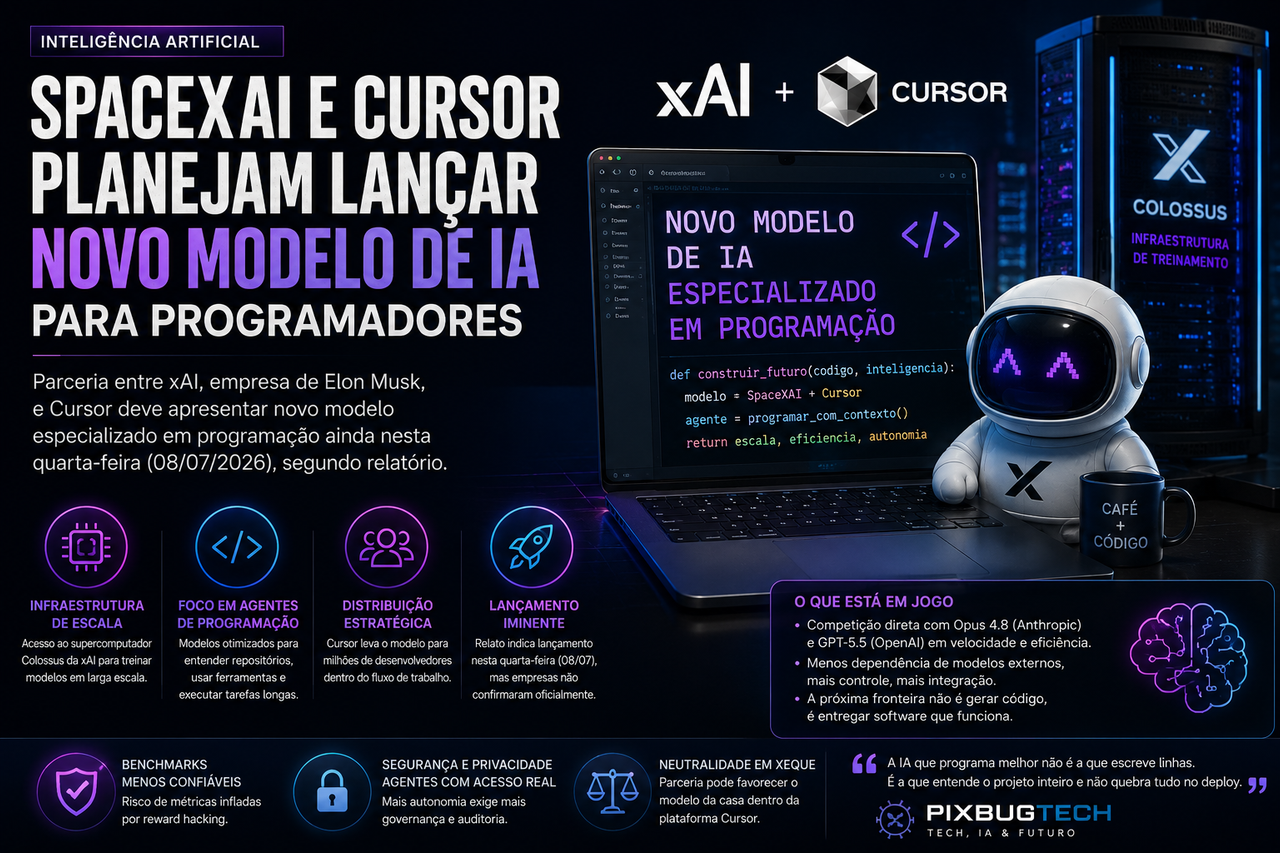SpaceXAI e Cursor preparam novo modelo de programação e a disputa deixa de ser pelo melhor chatbot