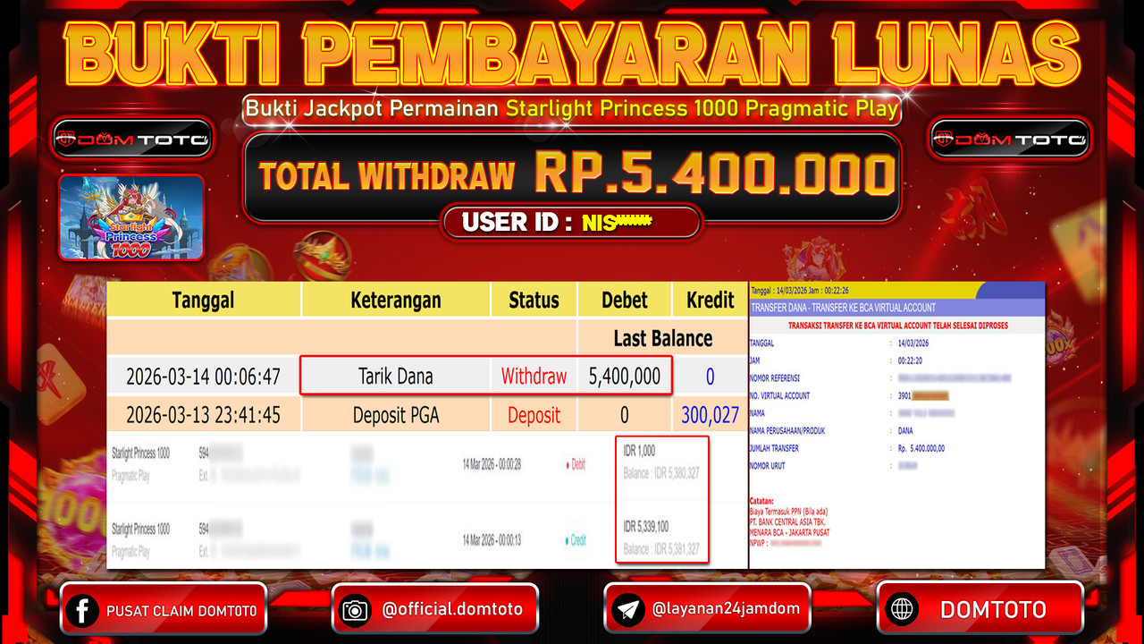 JACKPOT SLOT Starlight Princess 1000 Pragmatic Play 14 MARET 2026
