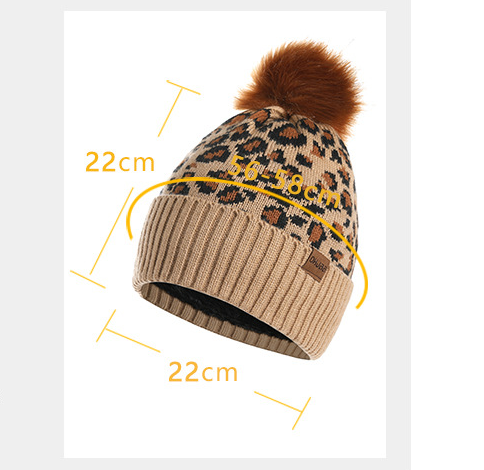 Supplier reference image for Purple Women's Leopard Print Winter Warm Knit Set - 3 Piece Fleece Lined