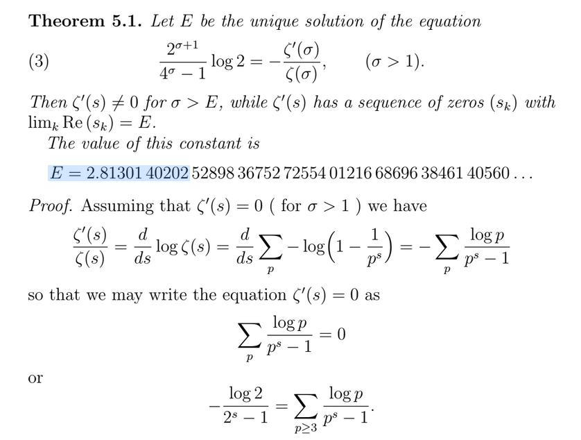 E = 2.813 JUAN ARIAS DE REYNA AND JAN VAN DE LUNE (2011)