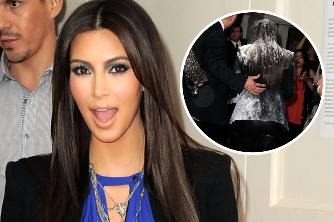 a flour bomb and Kim Kardashian