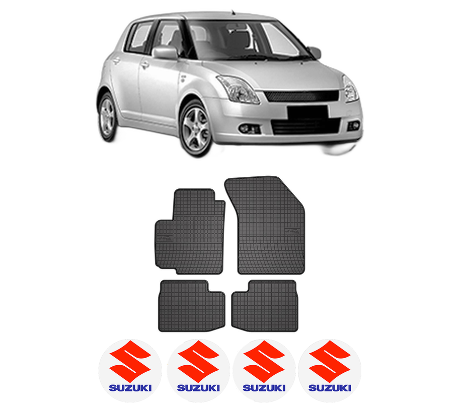 Set covorase presuri SUZUKI SWIFT III (MZ, EZ) din 2005-2015, auto, din cauciuc thermoplastic, 4 Stickere auto cu SUZUKI