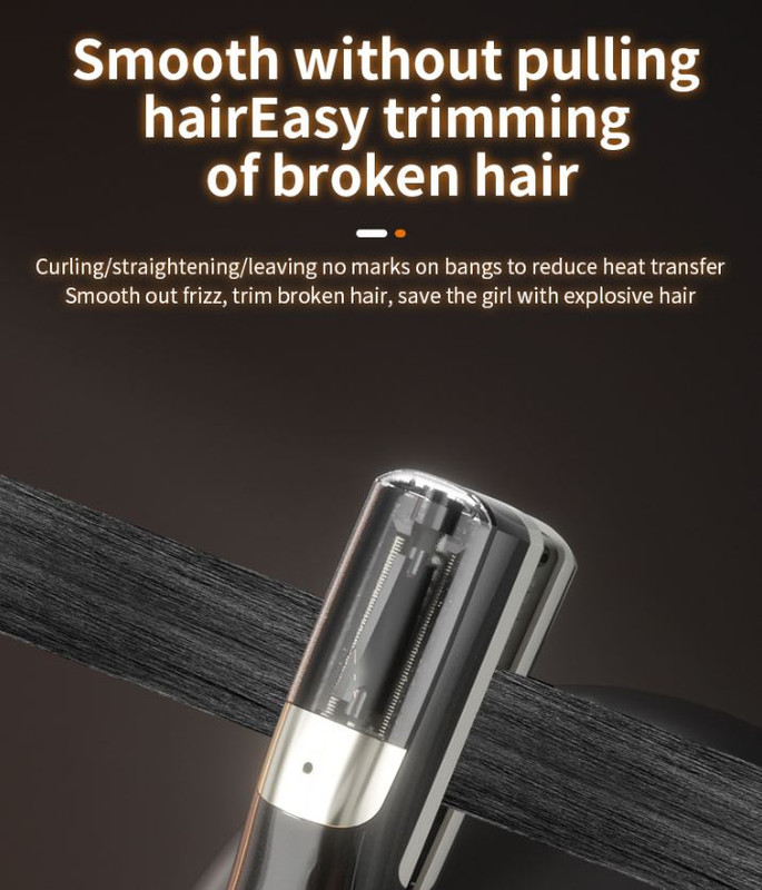 White Cordless Automatic Split End Hair Trimmer - High-Speed Double-Sided Blade, Visible Trimming Window & Large Opening