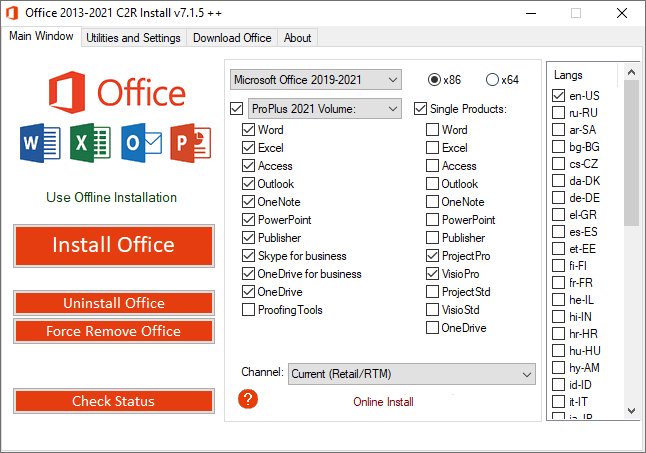 Office 2013 2021 C2R Install / Install Lite v7.1.8