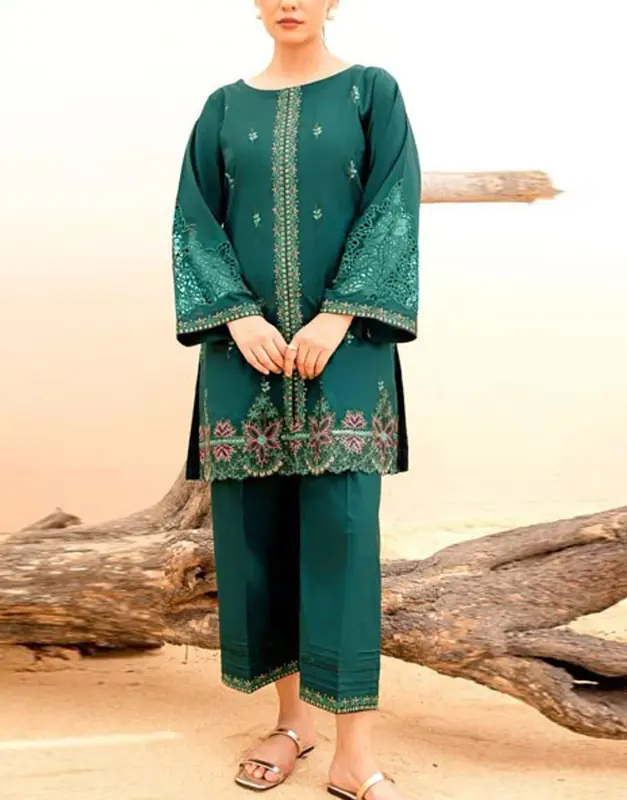 Elegant 2-Piece Embroidered Lawn Dress 2025