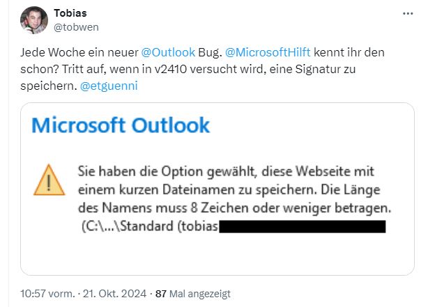 Outlook bug