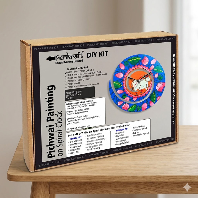Pichwai Painting on Spiral Clock DIY Kit 
