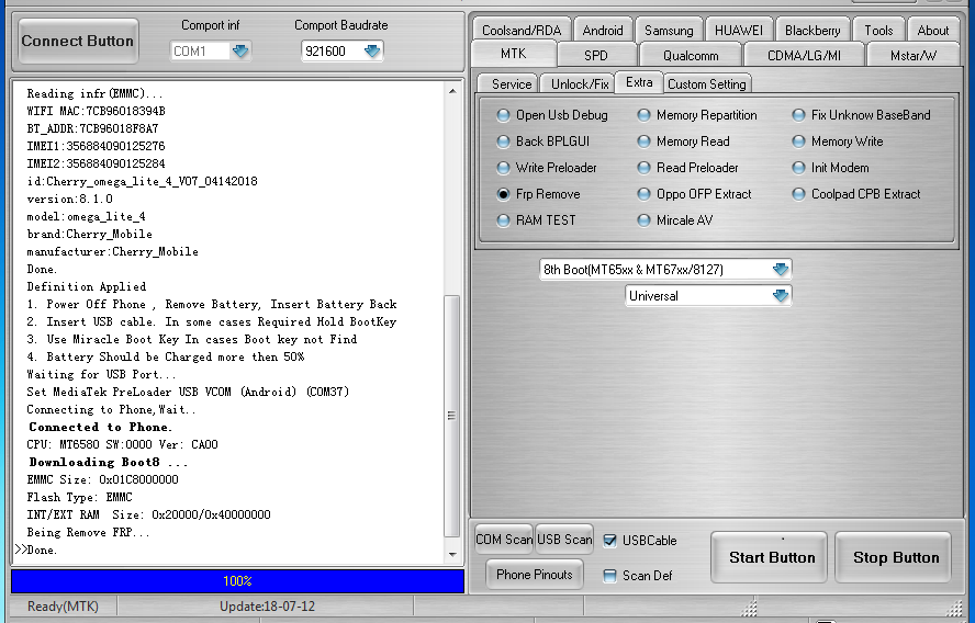Cherry Mobile Omega Lite 4 MT6580 Adroid 8.1.0 Read Info & Frp 1