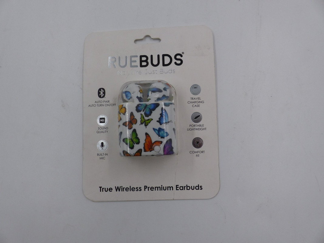 RUEBUDS TRUE WIRELESS PREMIUM EARBUDS IN A BUTTERFLY DESIGN WITH  CHARGING CASE
