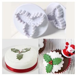 Cortador de hoja acebo navidad para Decoración de Tortas y pasta fría