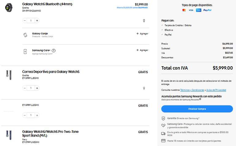 Samsung Store: Galaxy Watch5 con tres correas gratis - samsung en linea
