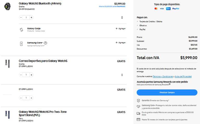 Samsung Store: Galaxy Watch5 con tres correas gratis - samsung en linea 
