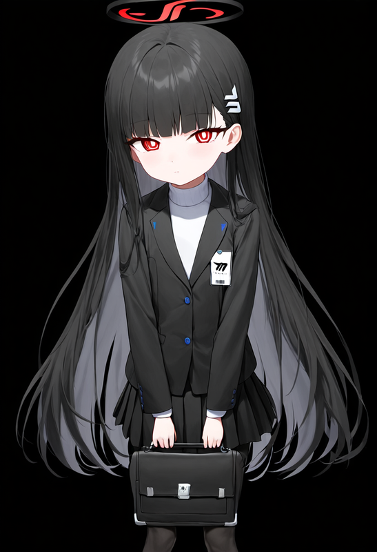 1 girl, healthyman, rio (blue archive), aged down, {little child}, black backgro s-2549541670