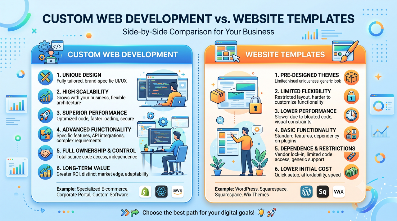 7 Signs Your Business Needs Custom Web Development Instead of Templates (2026 Guide) | AbuQitmirLabs