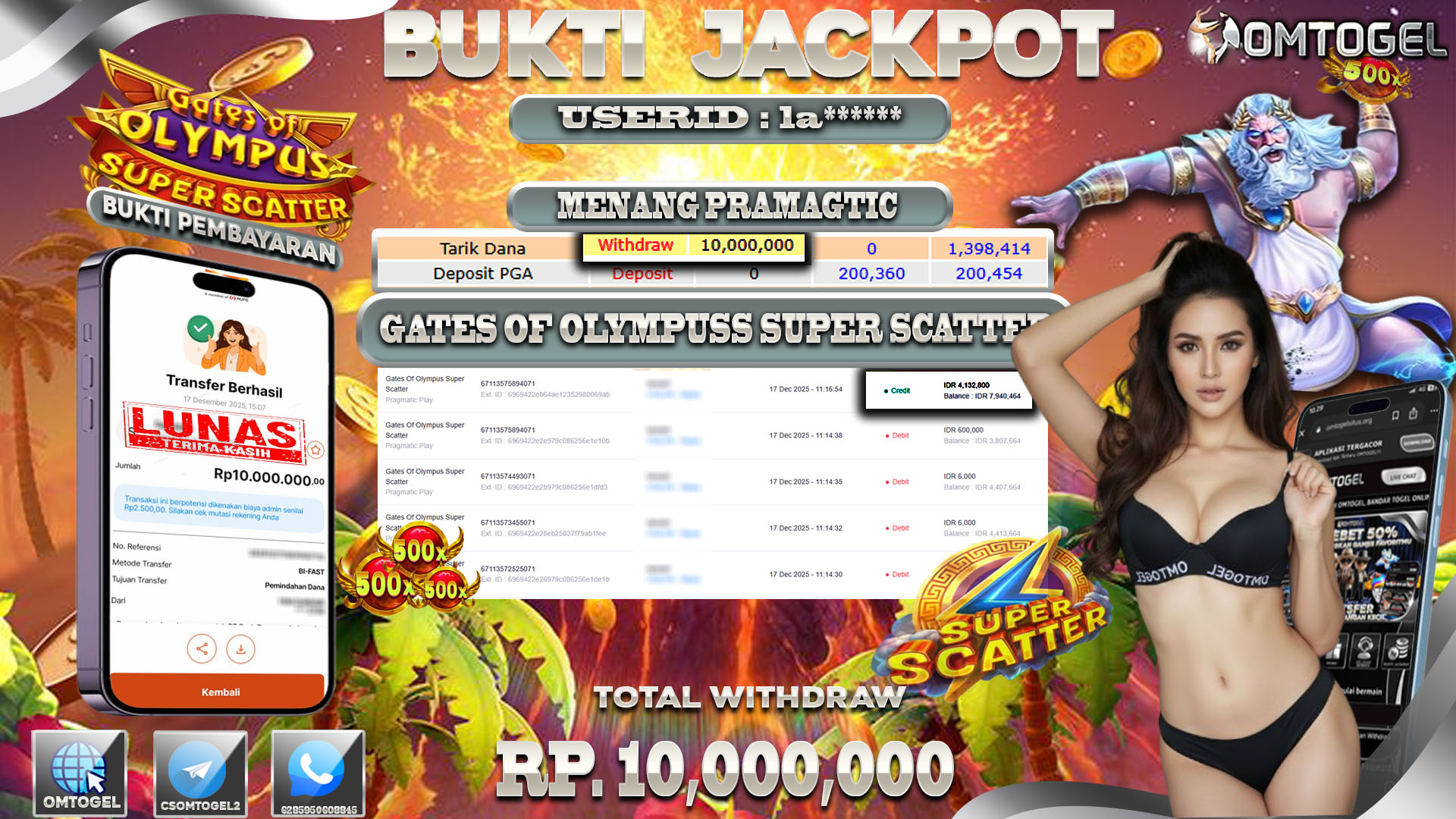OMTOGEL JACKPOT PRAGMATIC PLAY GATES OF OLYMPUS SUPER SCATTER ,10 JUTA DI BAYAR LUNAS ,-