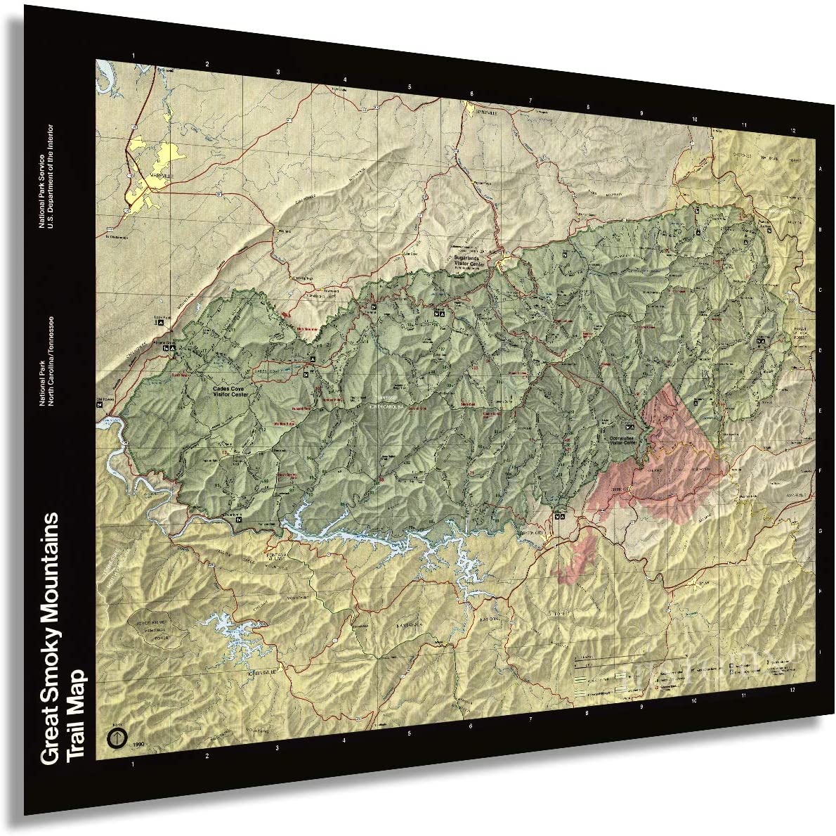 1990 Great Smoky Mountains Map Poster – Smoky Mountains Wall Art Decor Print