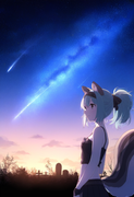1girl, scenery, shooting star, tombstone, from side, upper body, squirrel ears,  s-875518229