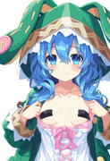 1girl, yoshino (date a live), blue hair, blue eye, Green Coat, animal hood down, s-3856384500