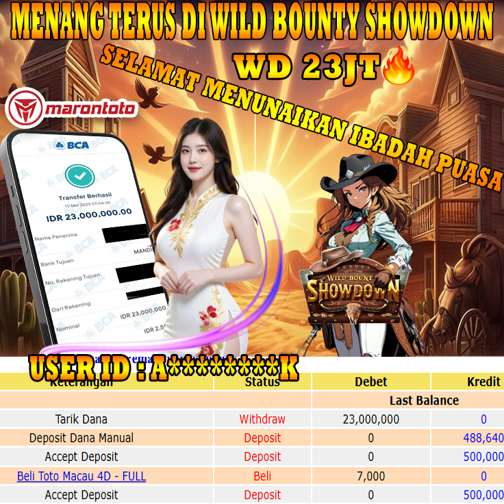 Bukti Kemenangan Member Marontoto Sebesar 23,000,000 JuTa