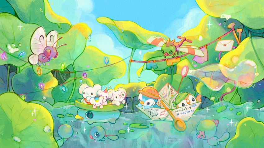 rowlet-piplup-wooper-butterfree-poliwag-