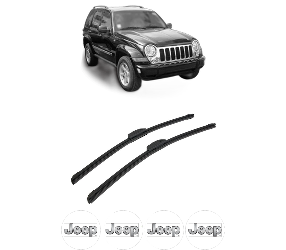 Set stergatoare auto JEEP CHEROKEE (KJ) din 2001-2008, pentru parbriz auto, 2 bucati, Bosch Aerotwin Retrofit, din cauciuc siliconat rezistent, 4 Stickere Auto JEEP