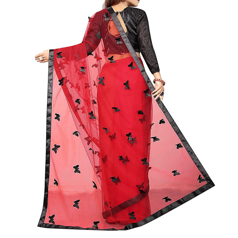 Women's Embroidered Fashionable Butterfly Pattern Saree Top Bolywood Readywear - Picture 19 of 33
