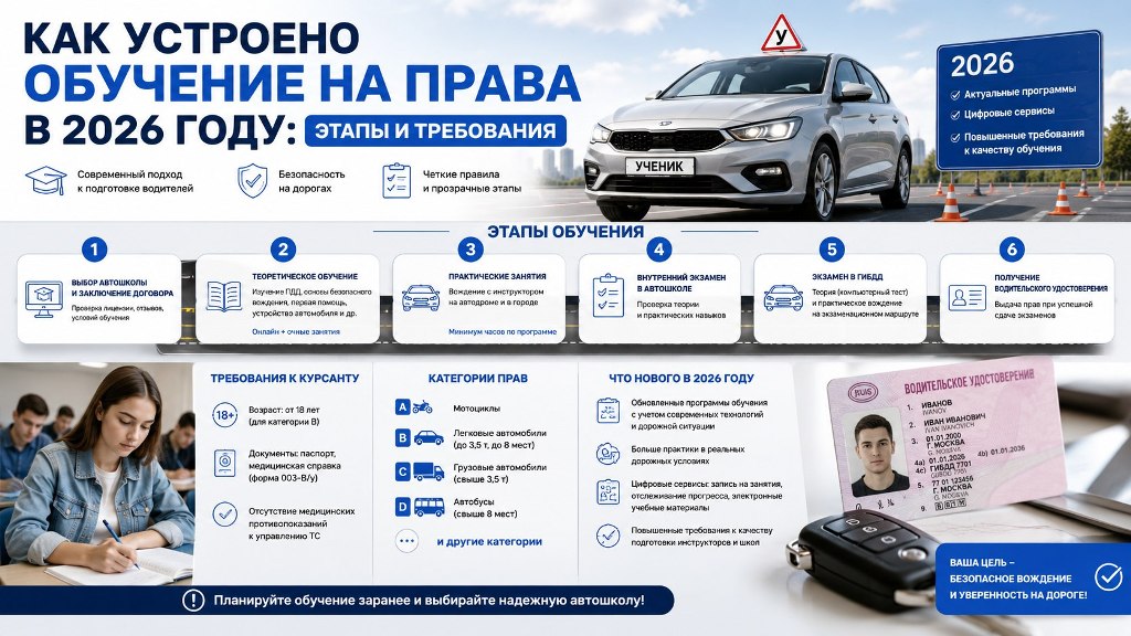 Как устроено обучение на права в 2026 году: этапы и требования