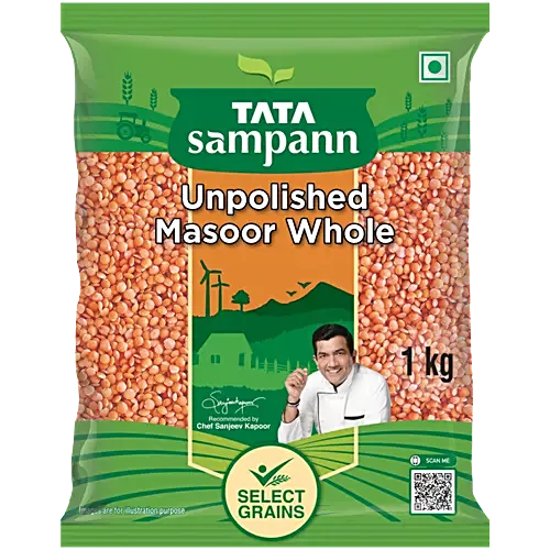 Tata Sampann Masoor Dal/Mysore Bele - Whole, Unpolished, 1 kg Pouch