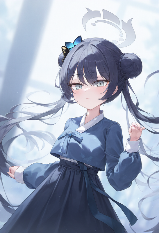 depth of field, 1girl, [kisaki(blue archive)], alternate costume,{{{{hanbok}}}}, s-2416368142
