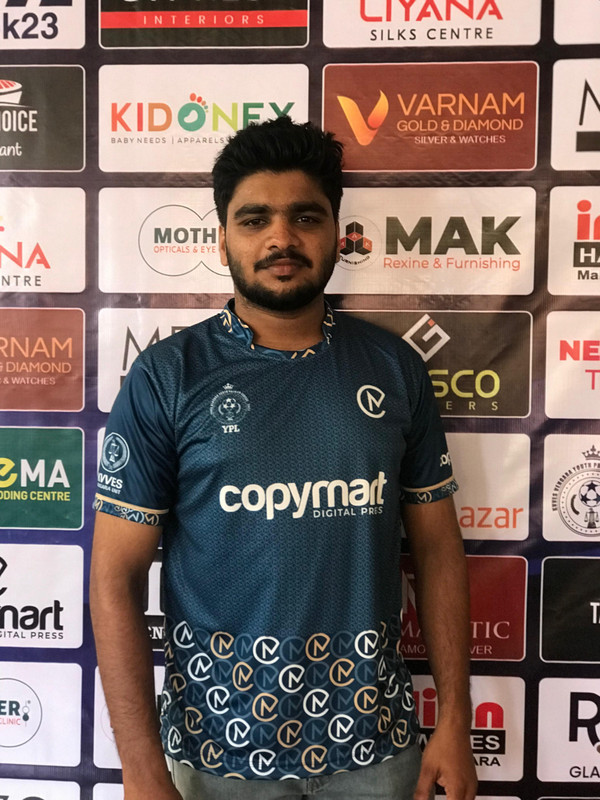 Muhammad Ansar representing CopyMart as an official sponsor for a football team.