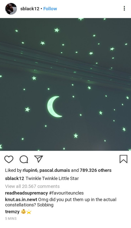Instagram Post of Glow In The Dark Stars on the ceiling