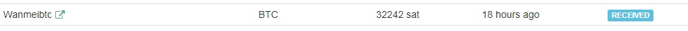 3rd payment from WanmeiBtc ( 0.00032242 Btc ) Wanmeibtcpayment