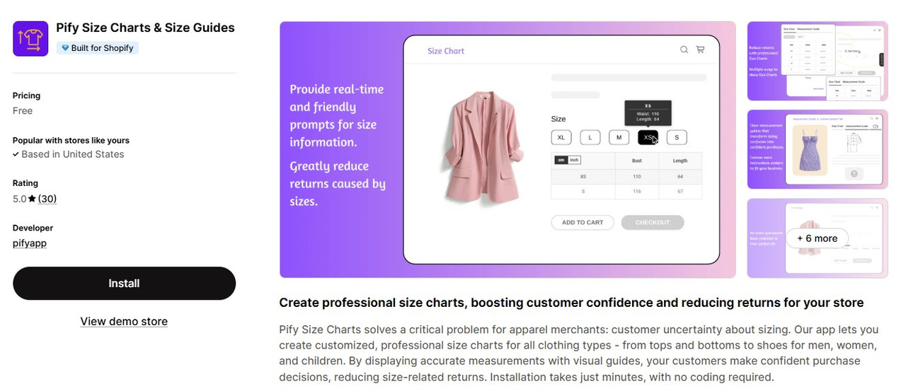 Pify Size Charts & Size Guides