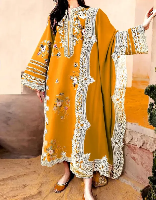 Elegant Embroidered Lawn Dress with Digital Print Diamond Dupatta
