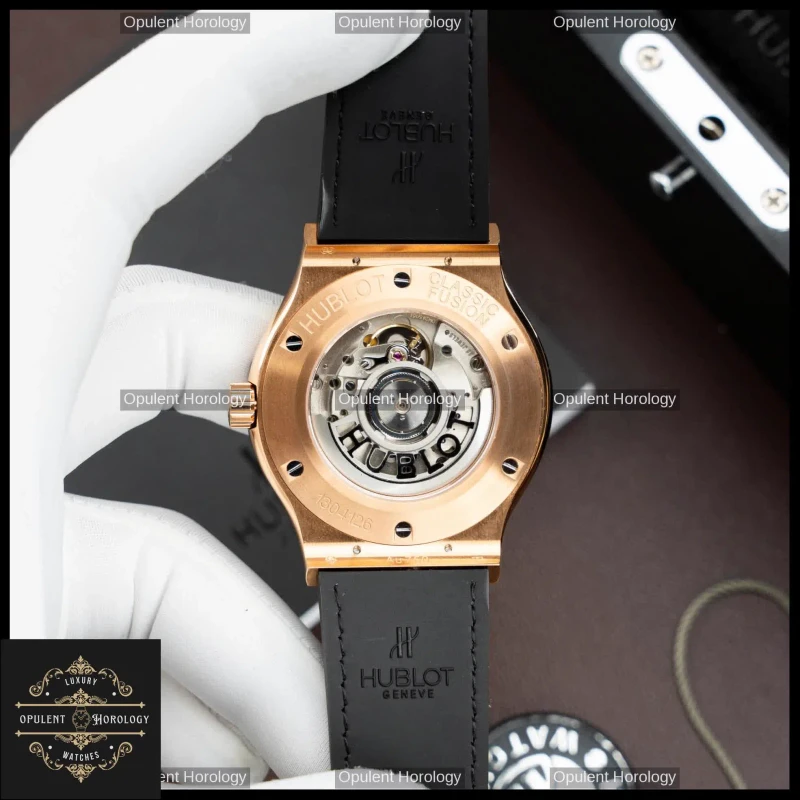 Hublot Classic Fusion King Gold Black Dial Automatic SW300 42mm Crocodile Strap