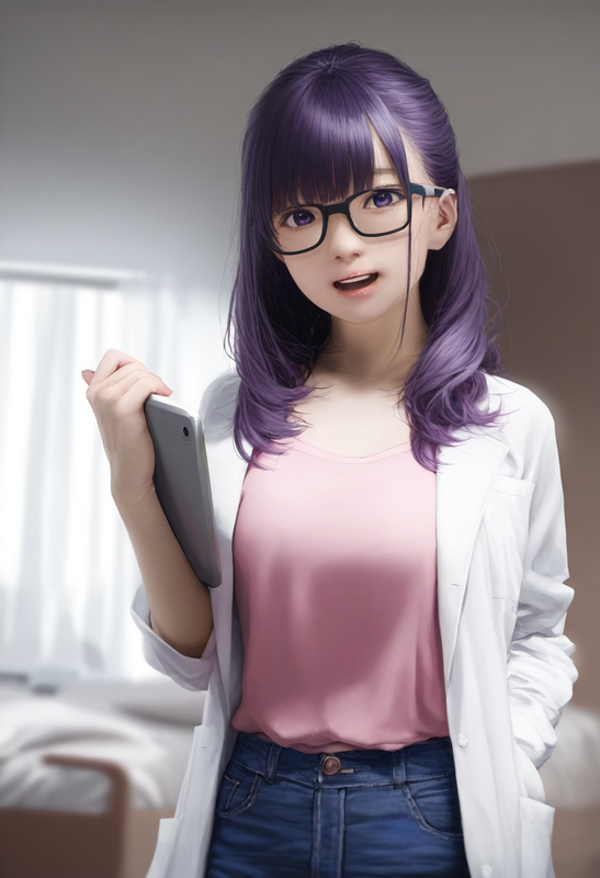 1girl, younger, looking at viewer, healthyman, purple hair, long hair, purple ey s-1377757090