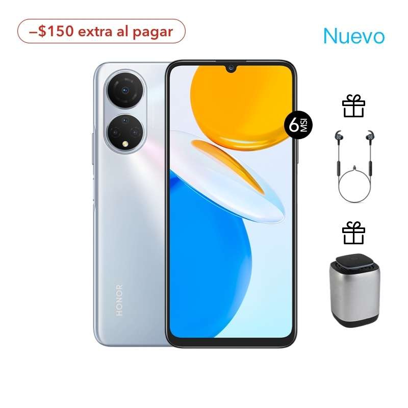 HONOR X7 4+128GB/ SuperCharge 22,5W/ Pantalla HONOR Fullview de 6,74/ Con Android/ Incluye audífonos y bocina gratis 