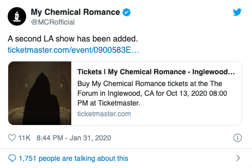 AltPress, “MY CHEMICAL ROMANCE SELL OUT ENTIRE NORTH AMERICAN TOUR IN UNDER 6 HOURS” [Traducción] [31.01.2020] Screenshot-2020-02-02-at-01-28-52