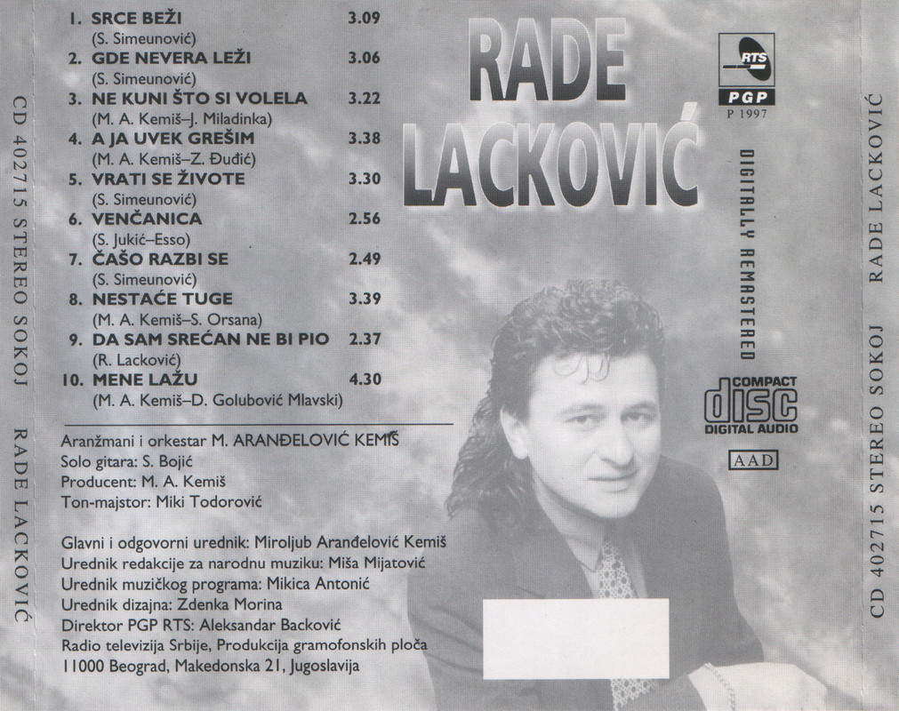Rade Lackovic 1997 - Vencanica Zadnja