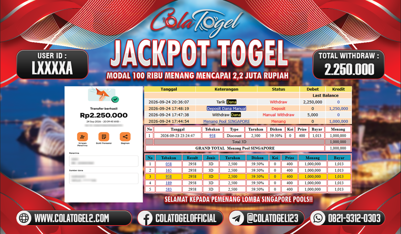 JACKPOT SINGAPORE POOL !!!