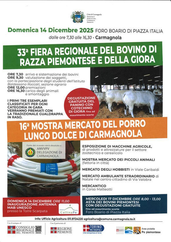 Eccellenze agricole e gastronomiche a Carmagnola il 14 dicembre con Fiere e mercati su Porro e Giora Eccellenze agricole e gastronomiche a Carmagnola il 14 dicembre con Fiere e mercati su Porro e Giora
