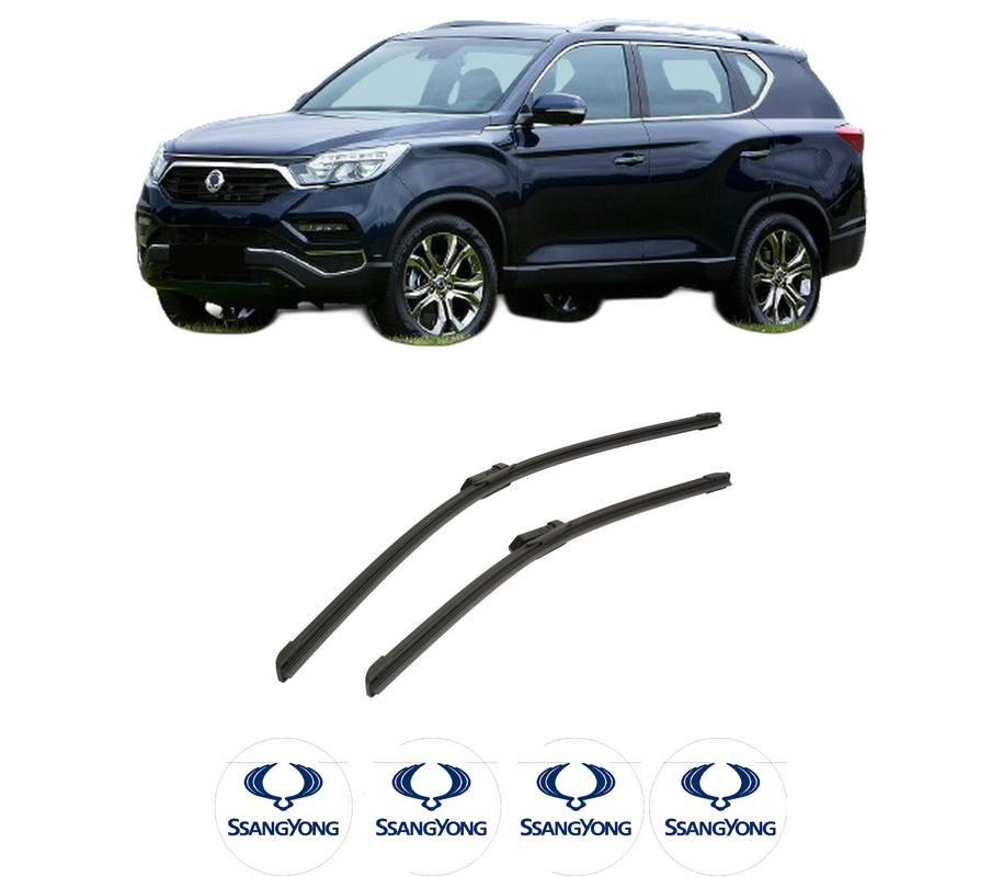 Set stergatoare auto SSANGYONG REXTON VAN (Y400) din 2017, pentru parbriz auto, 2 bucati, Bosch Aerotwin, din cauciuc siliconat rezistent, 4 Stickere Auto SSANGYONG