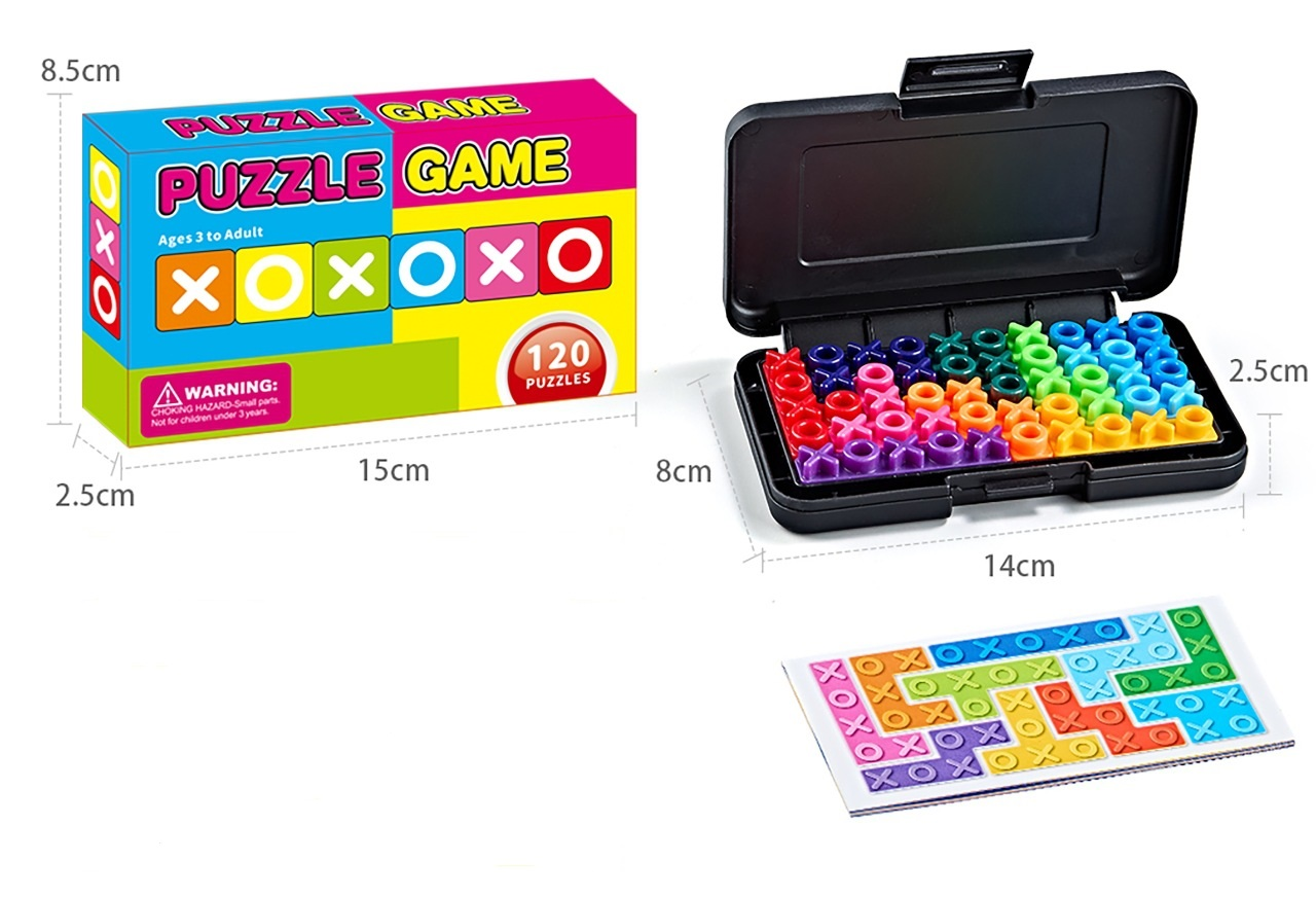 Black Rectangular Smart XO Puzzle — A portable logic game suitable , featuring numerous levels and crafted from ABS material.